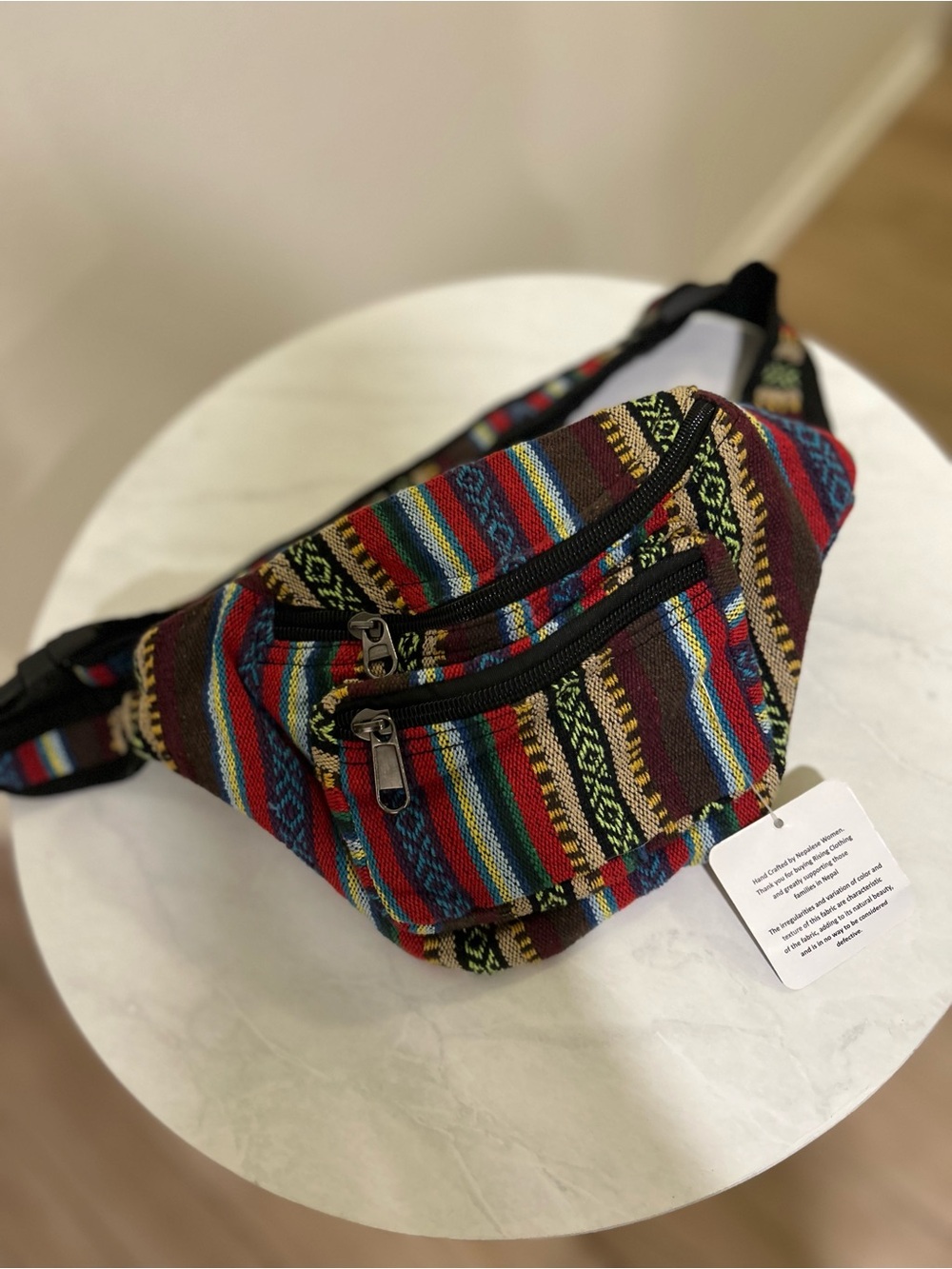 Boho Striped Woven Fanny Pack - Belt Bag, Multicolor